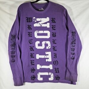 Nostic Wreckless Thermal Long Sleeve Shirt Men's 2XL Purple Gothic Y2K Waffle...